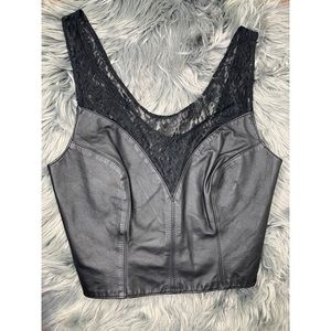 VTG CHIA leather lace biker crop top EUC M